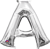 Silver Letter "A" Mylar 16 Inch Balloon